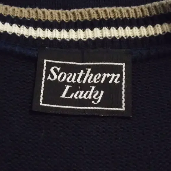 Vintage Southern Lady Black Diamond Print Grandma Knit Sweater Vest Sz Large - Picture 3 of 7